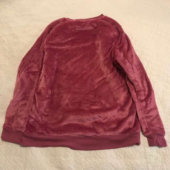 Fluffy! Secret Treasures long sleeved pink crewneck “stay warm” sweatshirt (L) - Picture 5 of 15